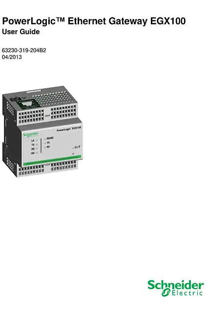 schneider施耐德PowerLogic™ 以太网网关 EGX100 用户指南